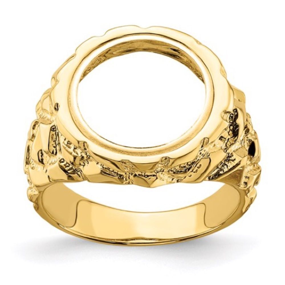 14k Gold Nugget Coin Bezel Ring (coin not included)